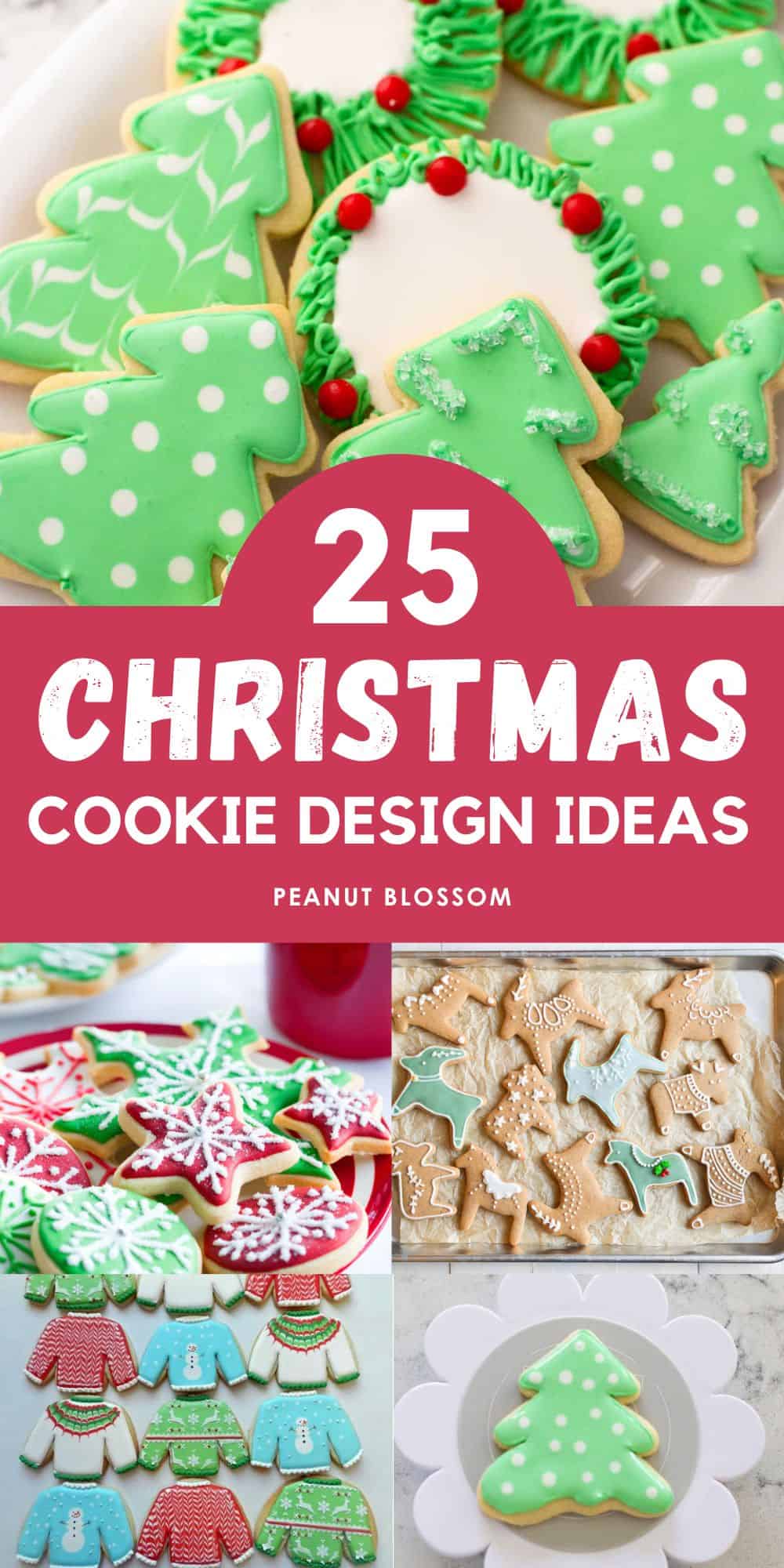 The photo collage shows several easy Christmas cookie designs for beginner bakers.