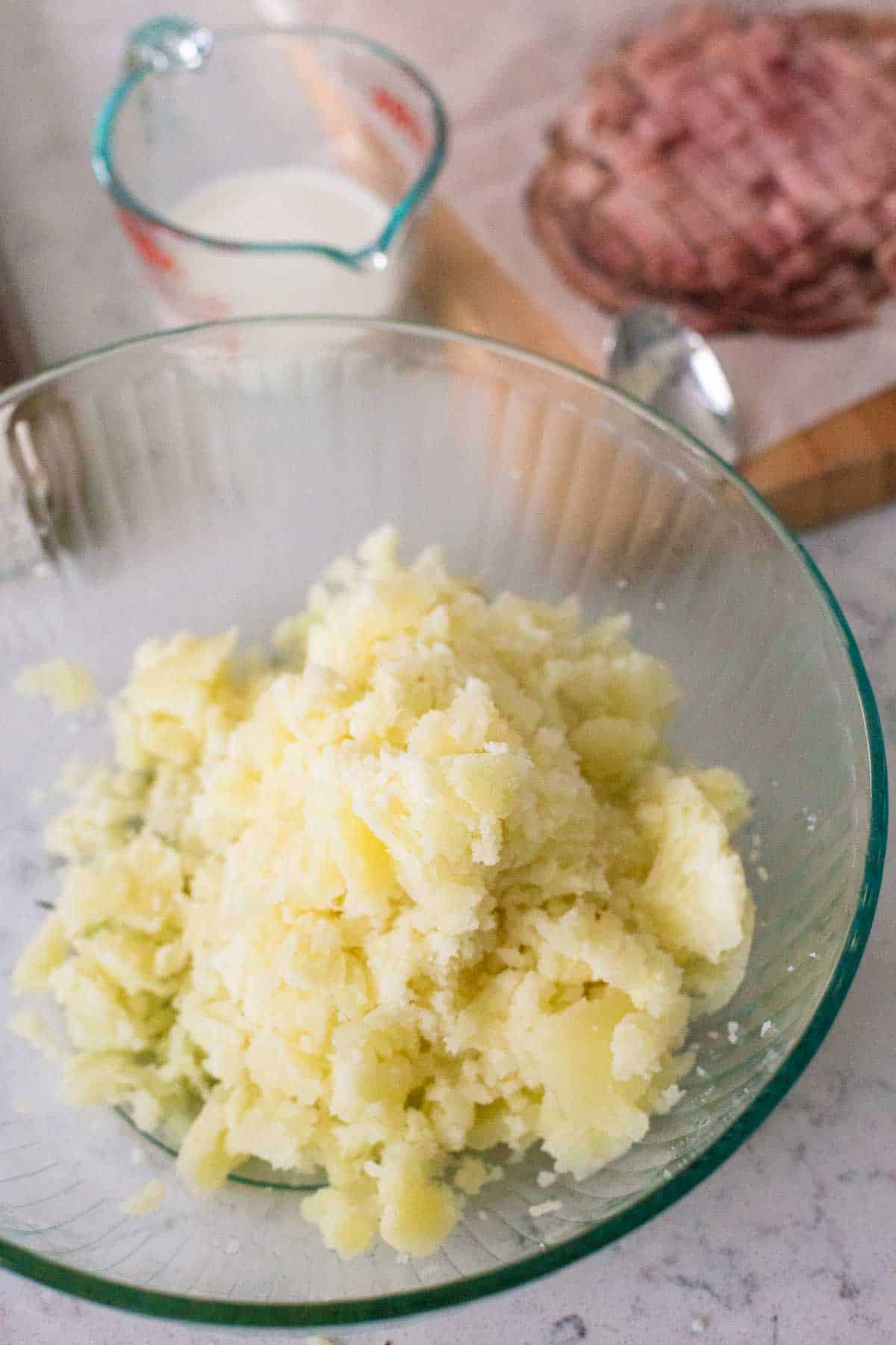 The mixing bowl of potato filling.