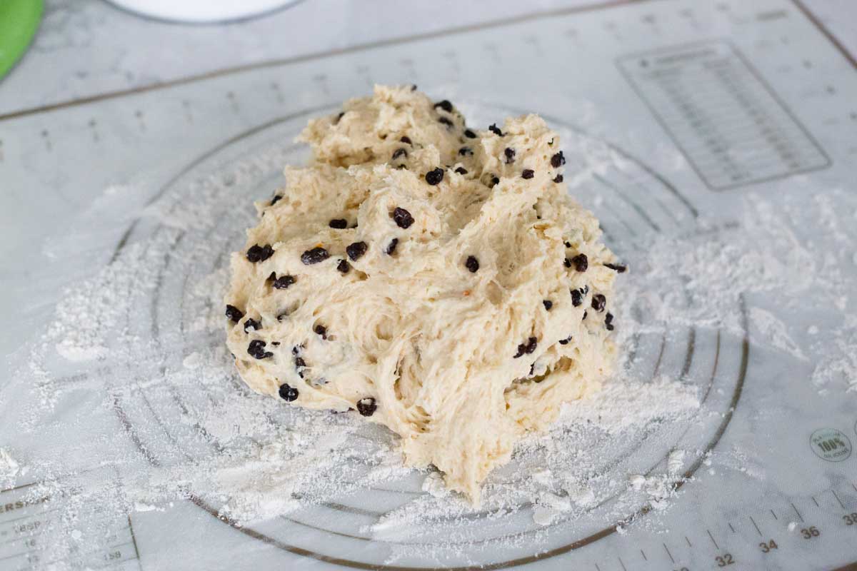 Turn the dough out onto a lightly floured surface before forming.