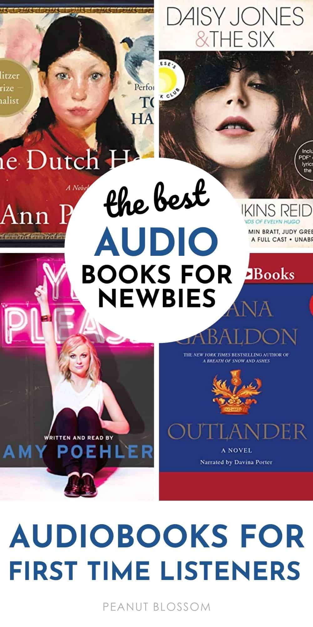 A photo collage shows some of the best audiobooks for newbies.