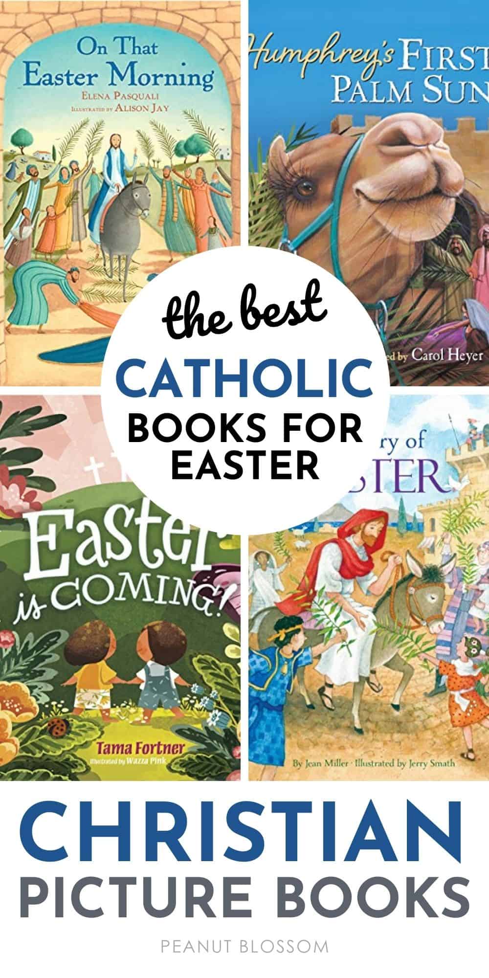 A photo collage shows the covers of several Easter picture books for kids.