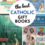A collage shows the covers of several First Communion books for kids.
