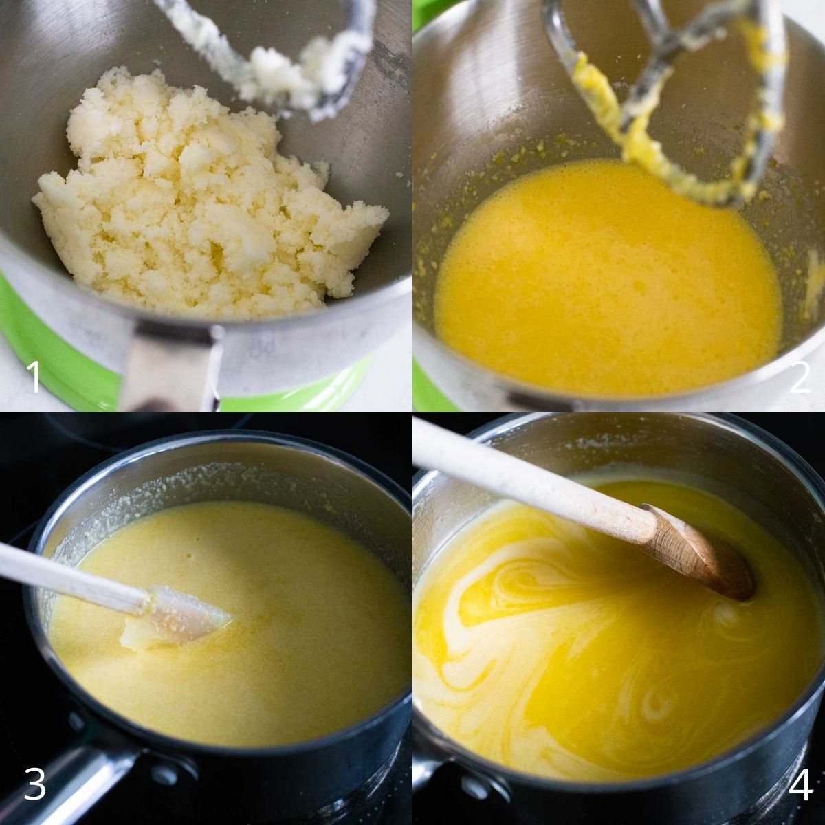 Step by Step Photos show how to prepare the lemon curd.