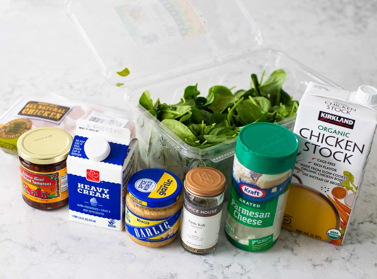 The ingredients for the easy slowcooker recipe are on the counter.