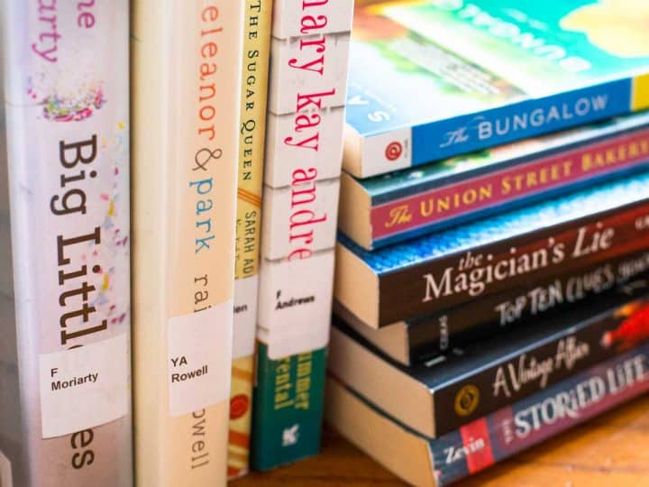 A stack of books from the first year of the Peanut Blossom Book Club.