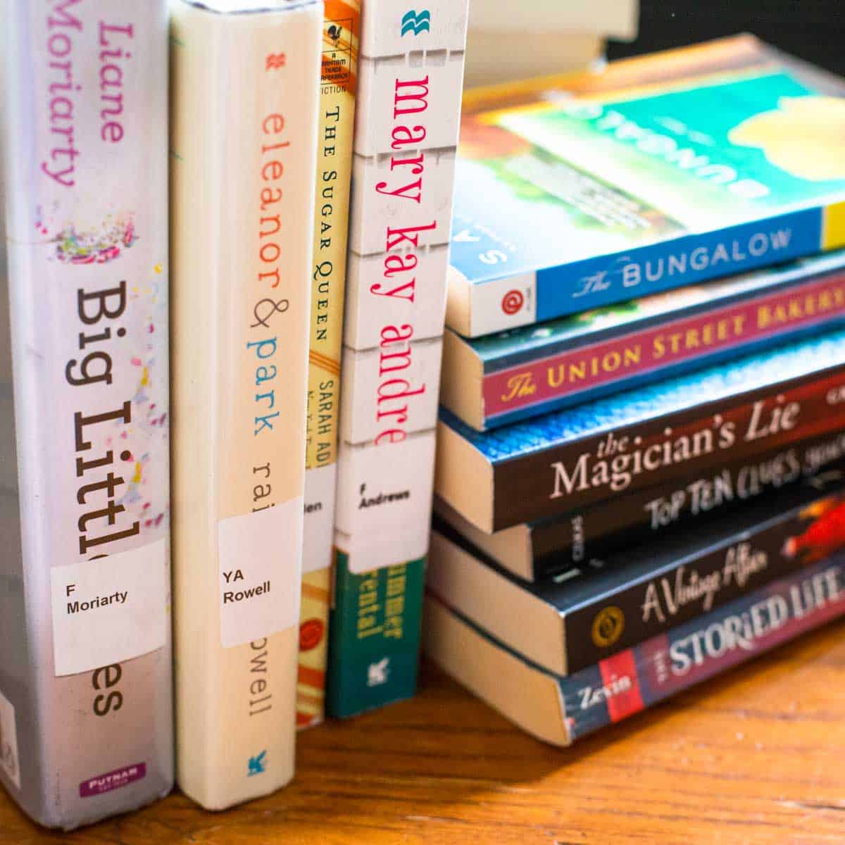 A stack of books from the first year of the Peanut Blossom Book Club.