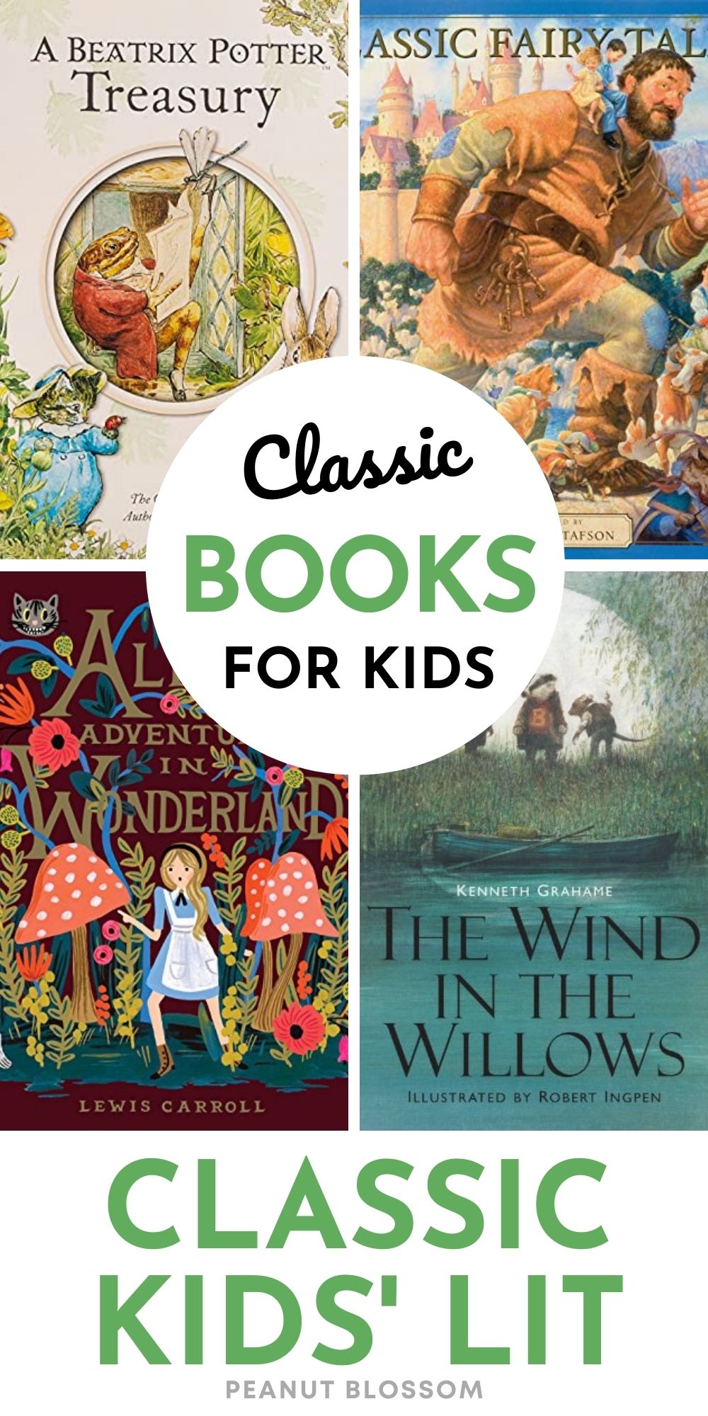 A collage shows several book covers of classic books for kids.