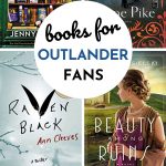 A collage of 4 photos of books for fans of outlander