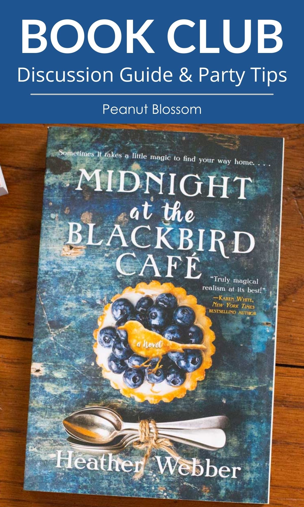 A copy of Midnight at the Blackbird cafe sits on a table.