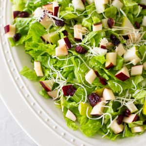 A platter of prepared apple and pear salad.