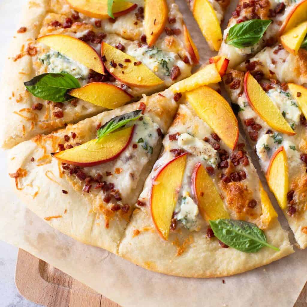 Fresh Peach Pizza with Pancetta