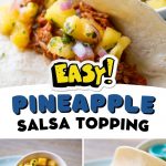 Chicken tacos have pineapple salsa sprinkled over the top