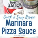 The photo collage shows the sauce on a pizza next to the ingredients used to make it.