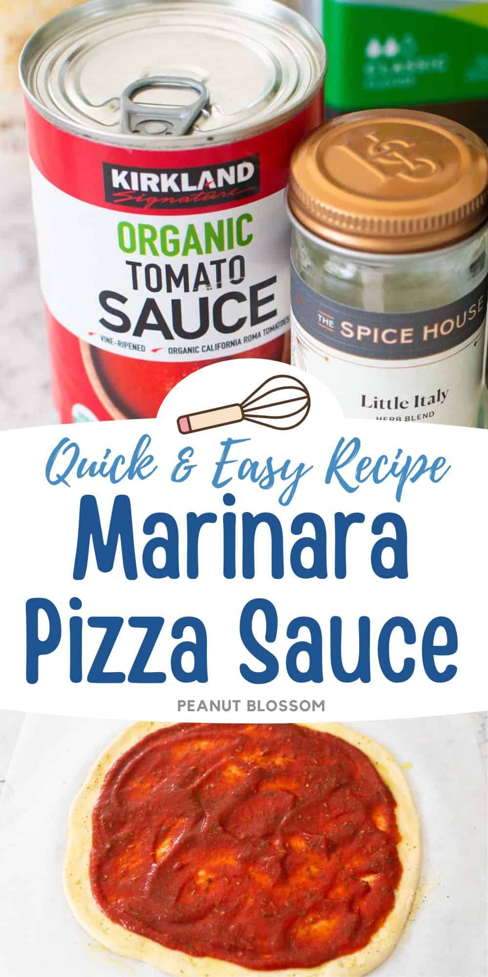 The photo collage shows the sauce on a pizza next to the ingredients used to make it.