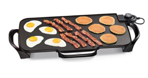 A product photo of a countertop electric griddle.