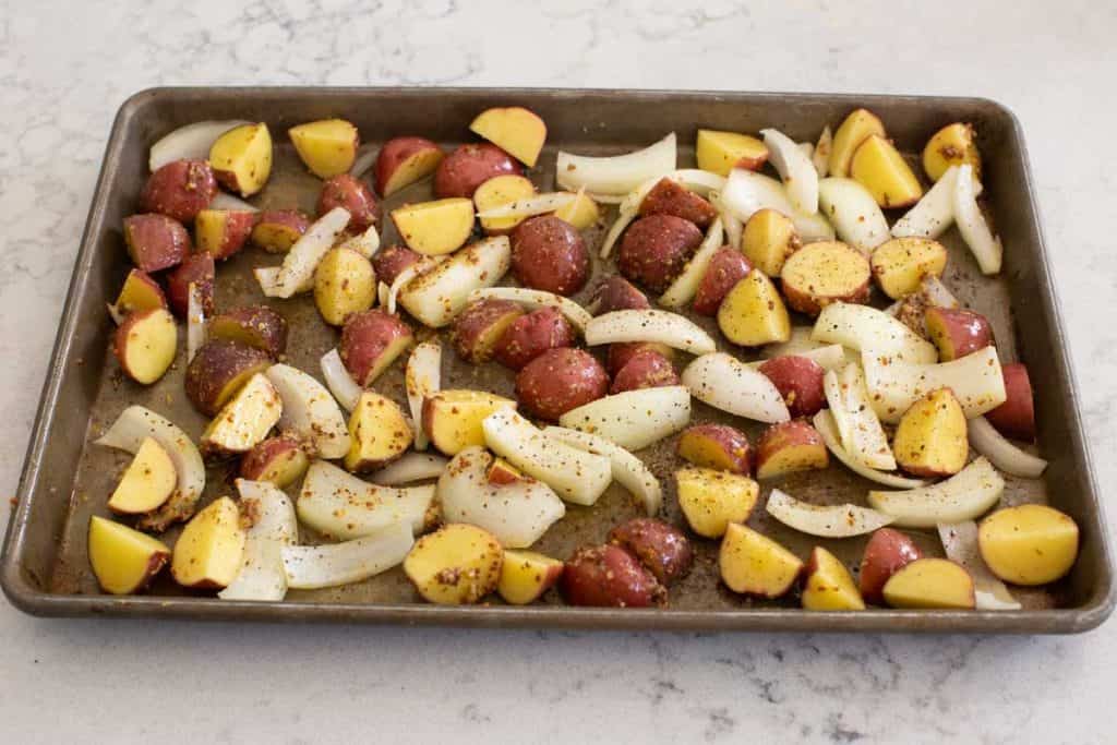 Oven Roasted Mini Potatoes and Onions - Peanut Blossom