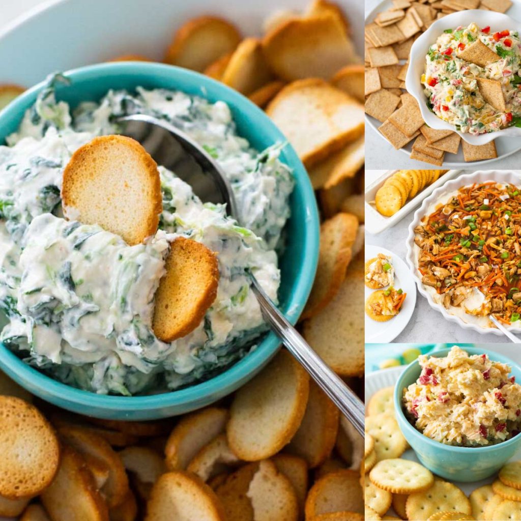 A photo collage shows several cold dips for parties.