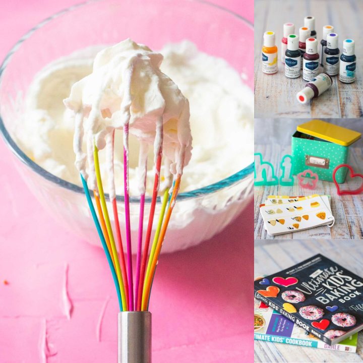 A photo collage of popular gifts for kid bakers