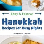 A photo collage of 4 easy Hanukkah recipes.