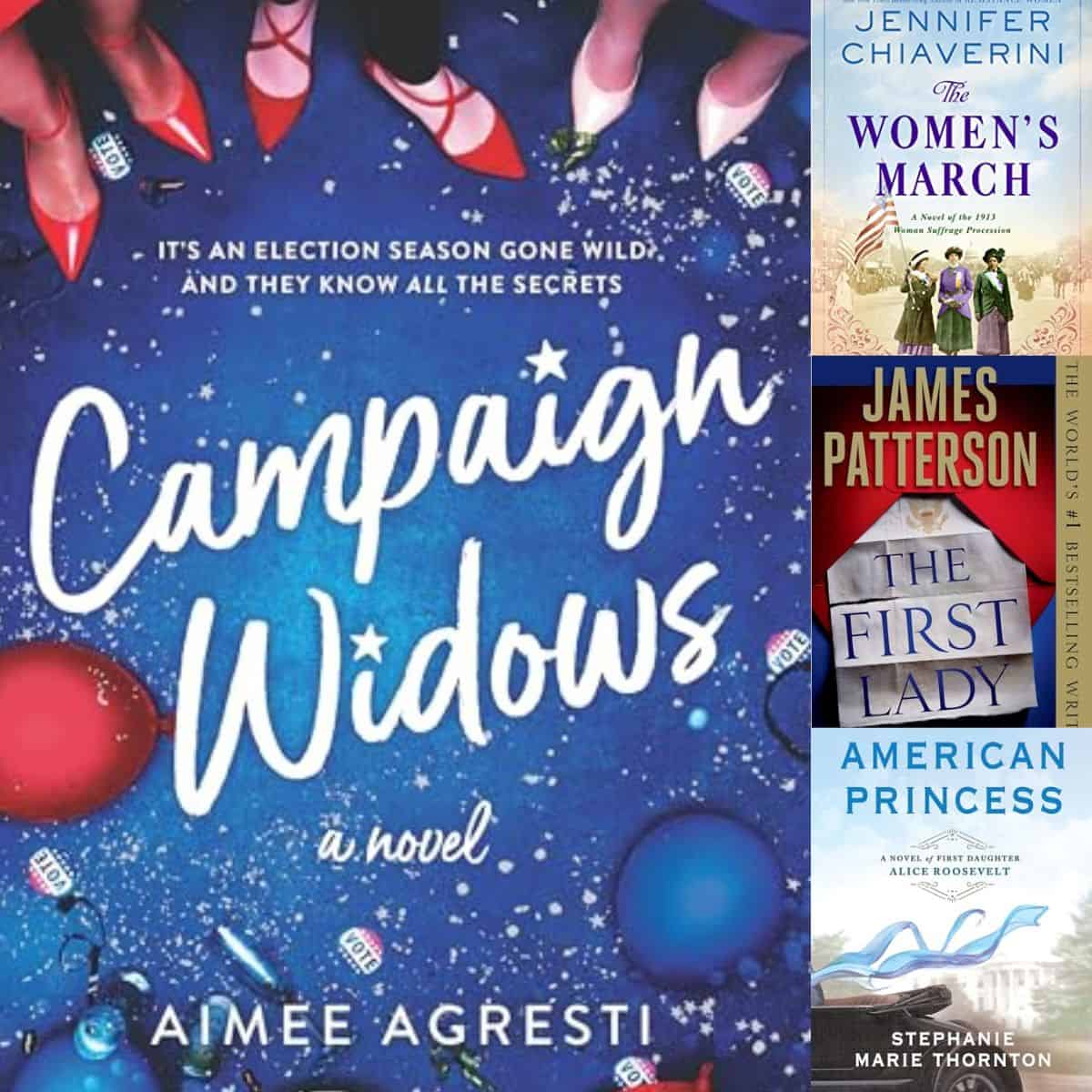 The photo collage shows several book covers that are fun to read during election season.