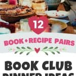 The photo collage shows a book club party on the top and several dinner ideas below.