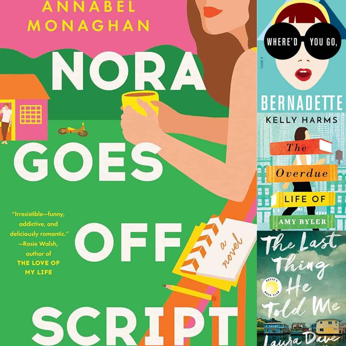 The photo collage shows several fiction books about moms.