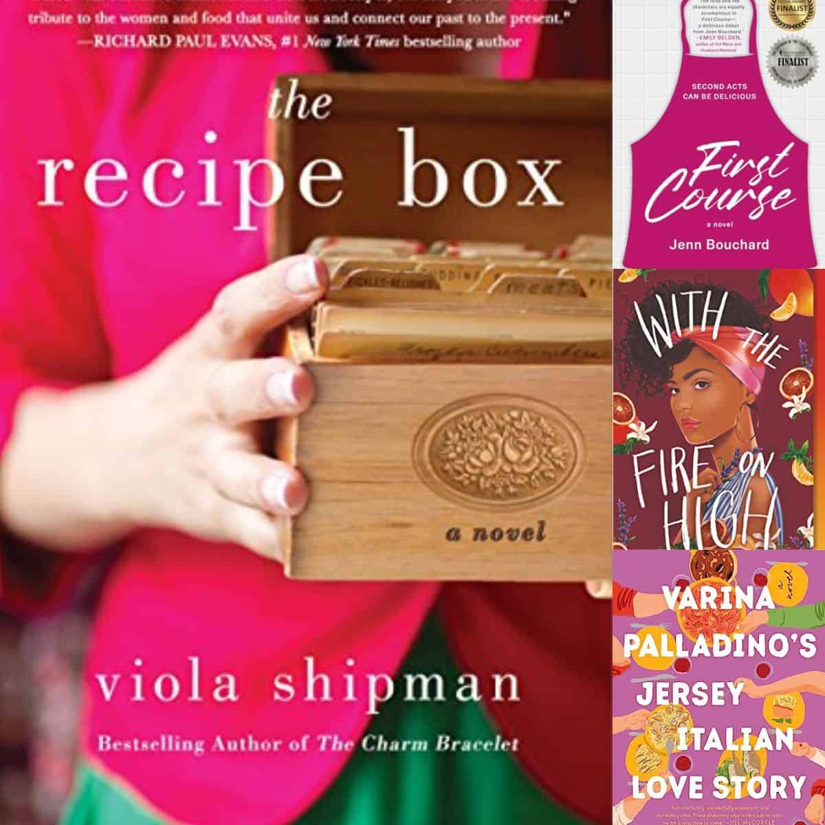 The photo collage shows several books about food.