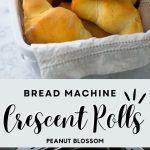 Crescent rolls on top with the crescent roll dough in the bread machine on bottom.