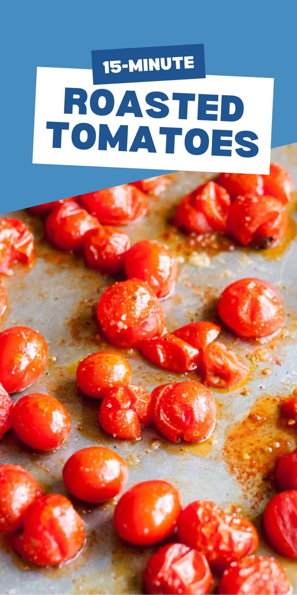 A baking pan has juicy roasted tomatoes fresh from the oven.