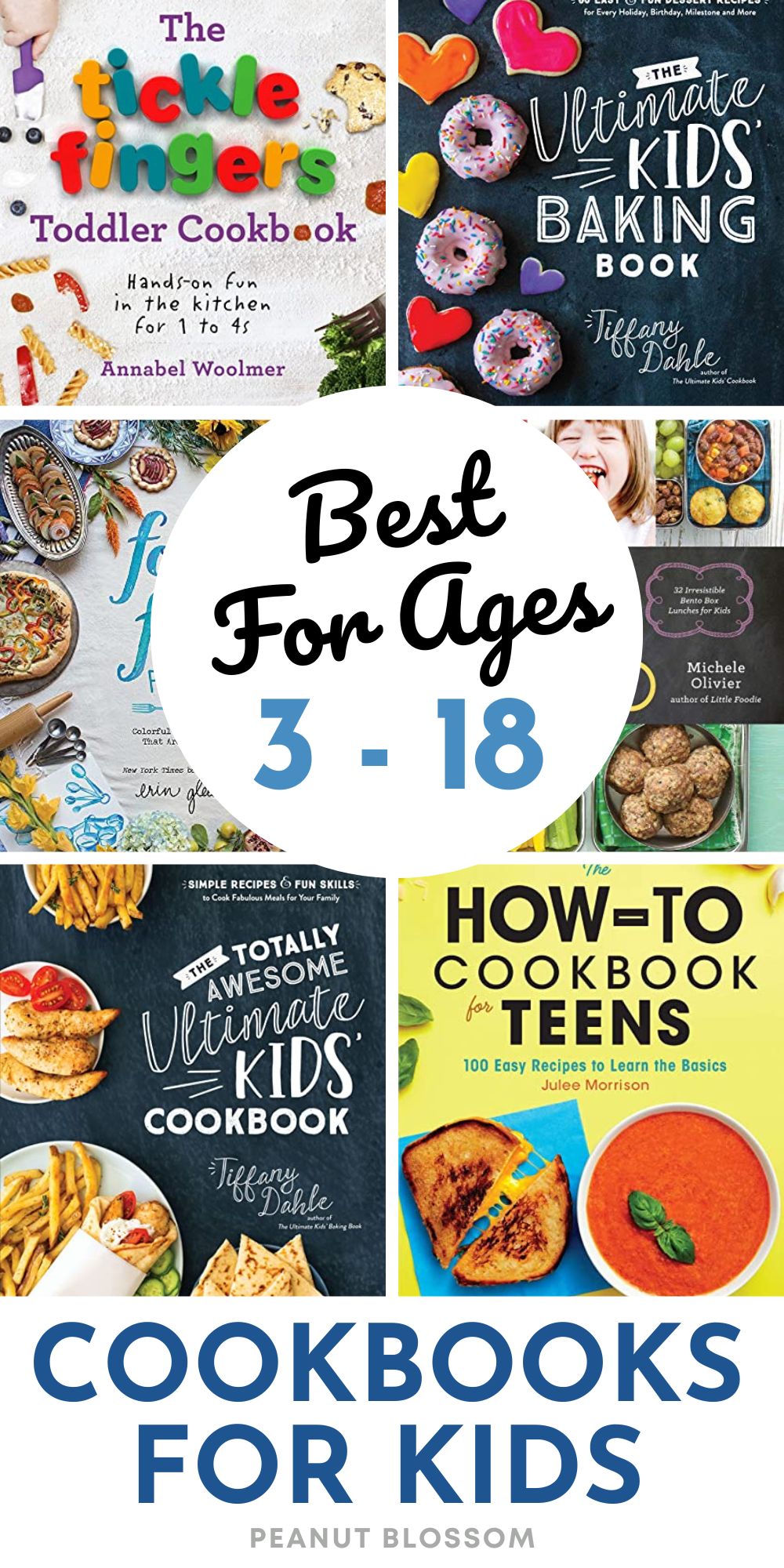 A photo collage shows 6 of the best cookbooks for kids.