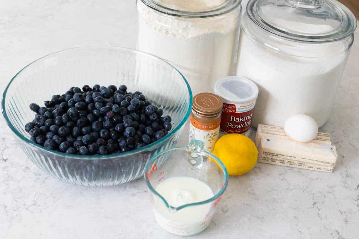 The ingredients to make the dessert are on the counter.