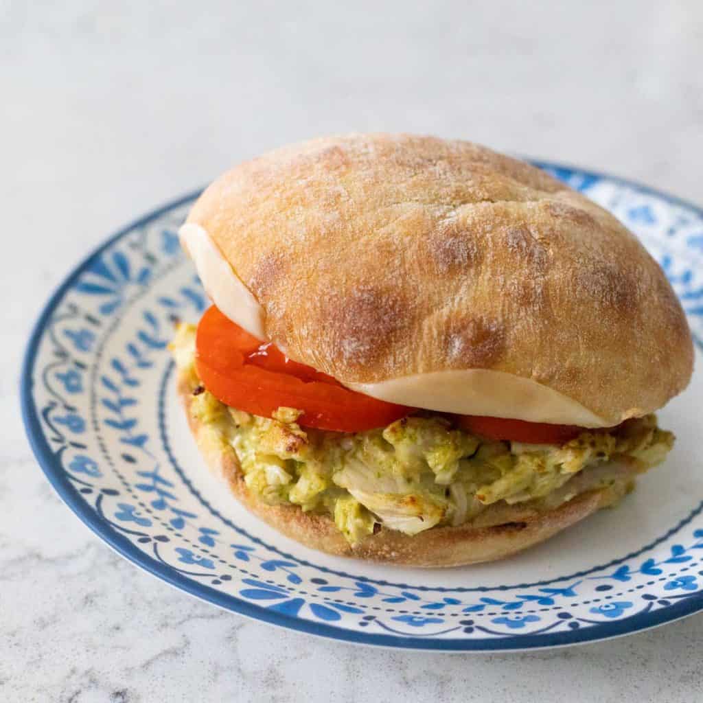 Creamy Chicken Pesto Sandwich {Oven or Air Fryer}