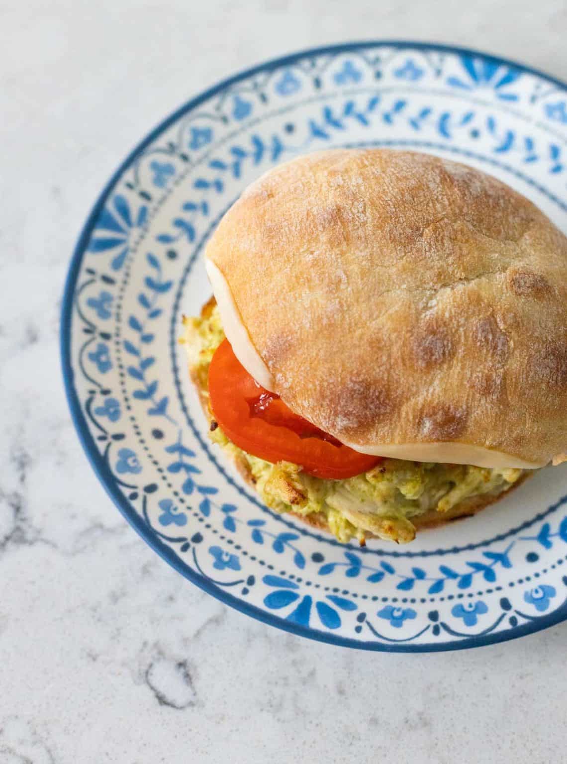 Creamy Chicken Pesto Sandwich {Oven or Air Fryer} Peanut Blossom