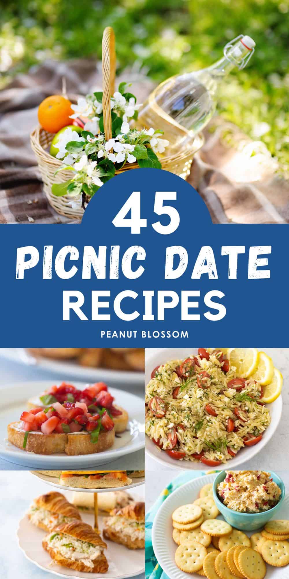 A photo collage shows a picnic scene next to 4 recipe photos of dishes to pack.