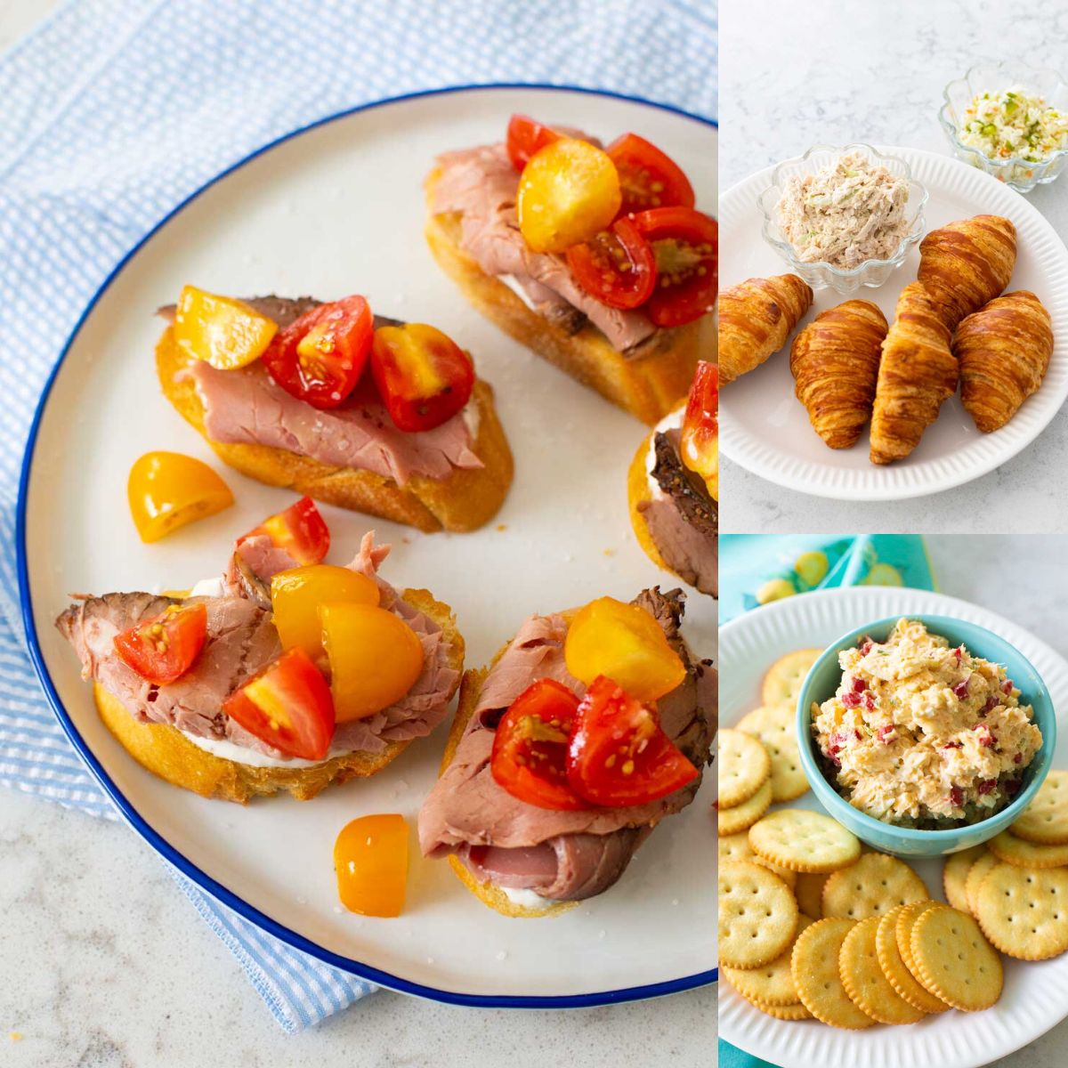 The photo collage shows 3 delicious main dishes for a picnic menu.
