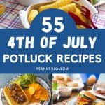 The photo collage shows several recipes for a 4th of July potluck.