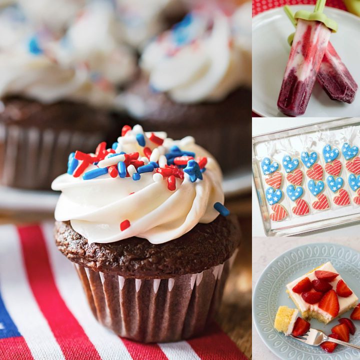 A photo collage shows several easy desserts to make for the 4th of July party.