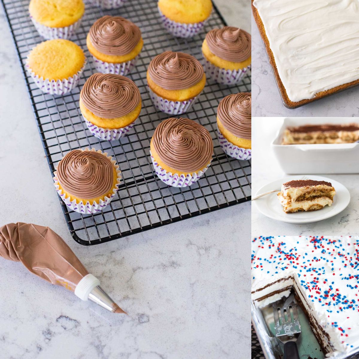 A photo collage shows several easy cakes to make for Father's Day.