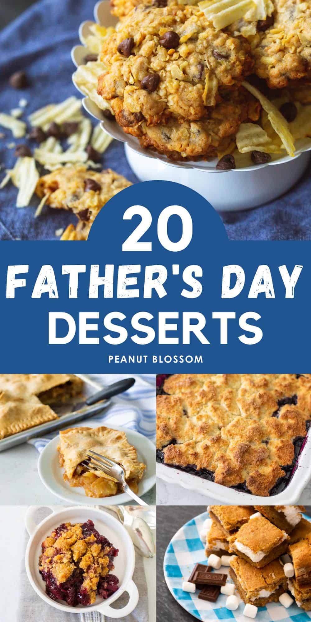 The photo collage shows 5 of the best Father's Day desserts to bake.