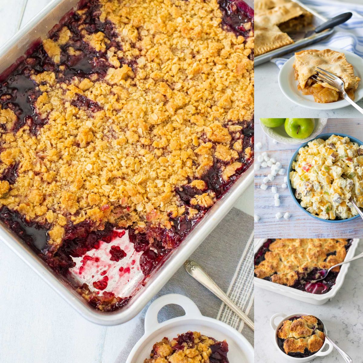 A photo collage shows 4 separate fresh fruit desserts that dads love.