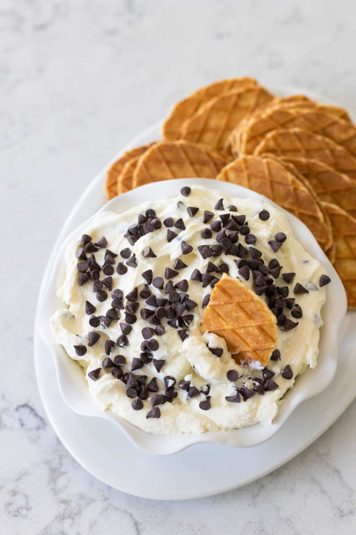 The nut-free cannoli dip has just chocolate chips on top.