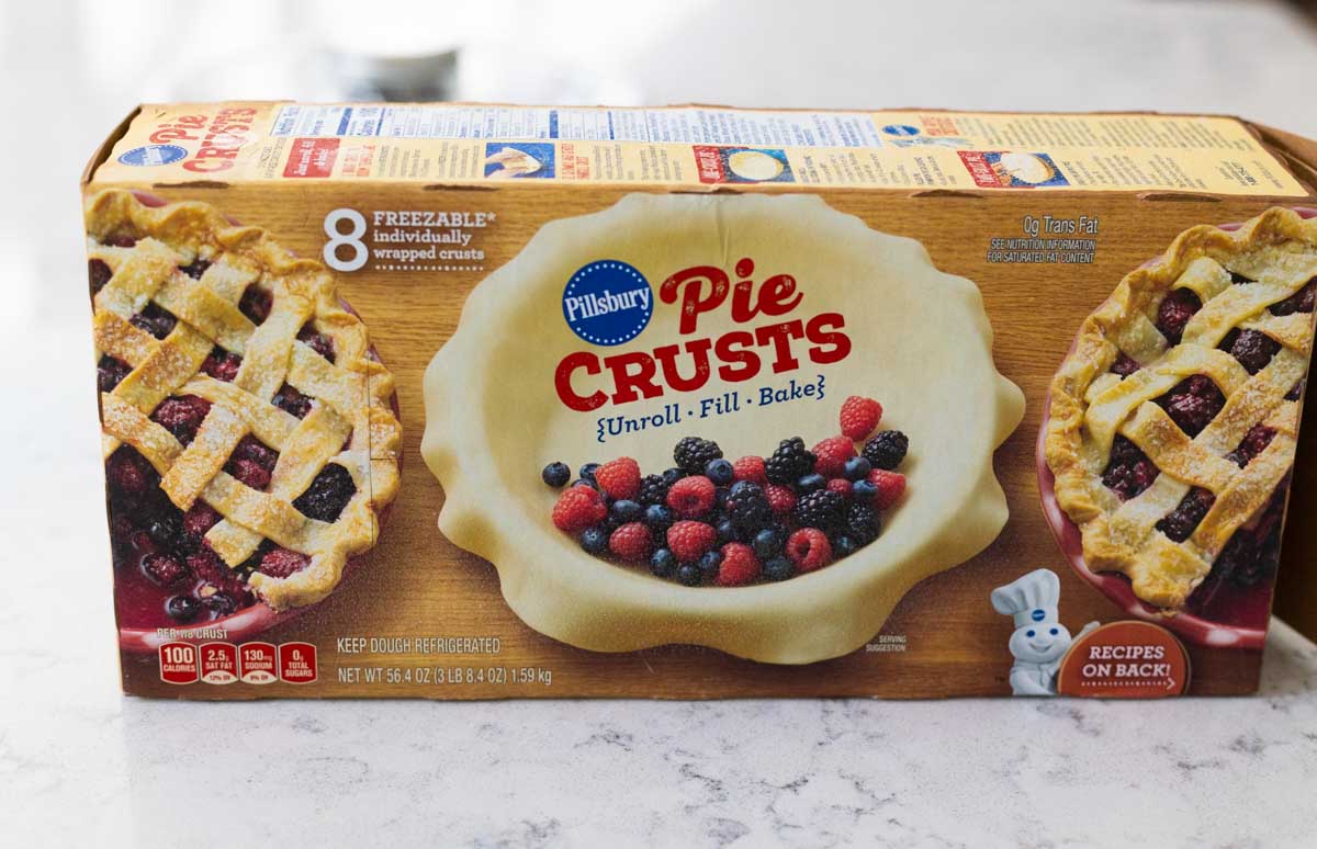 A bulk box of pie crusts purchased at Costco.