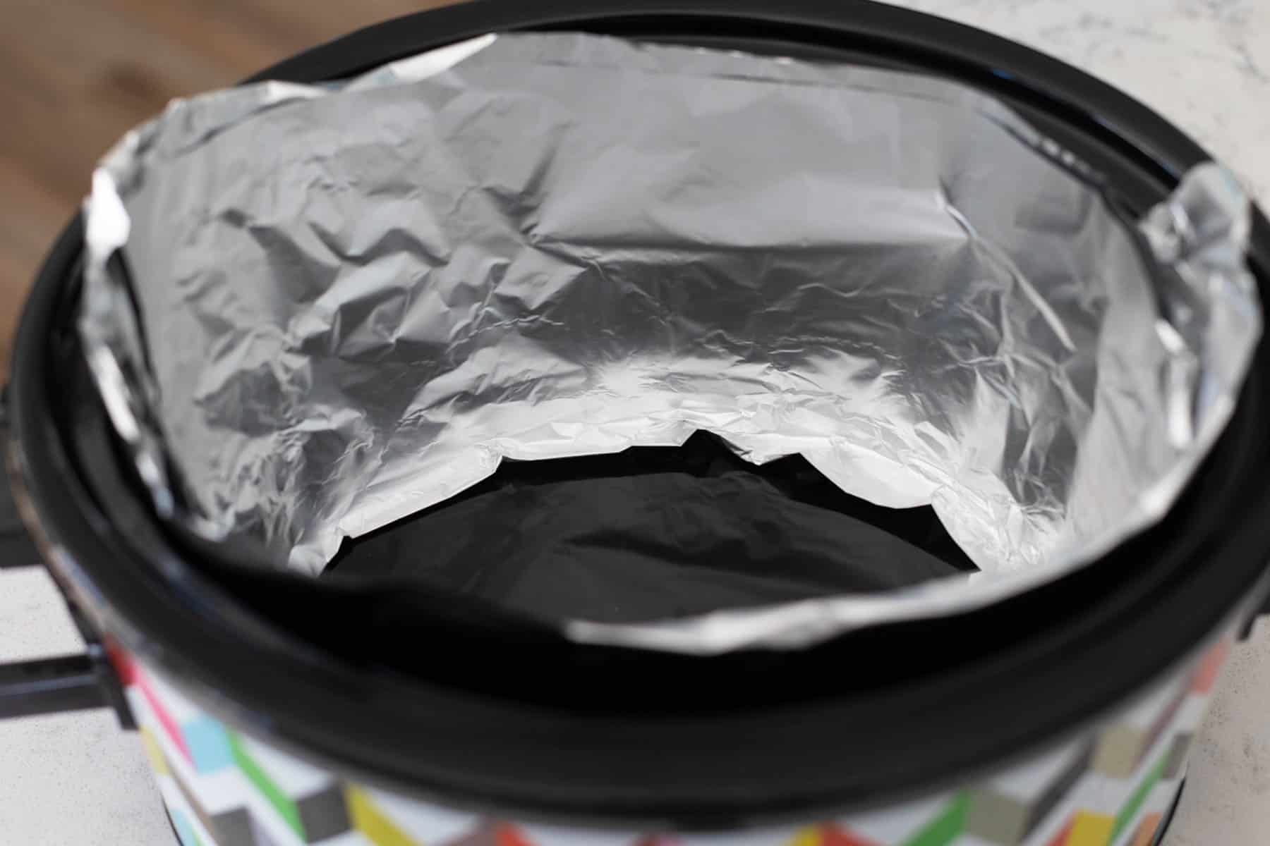 The Crockpot has an aluminum foil liner around the edge.