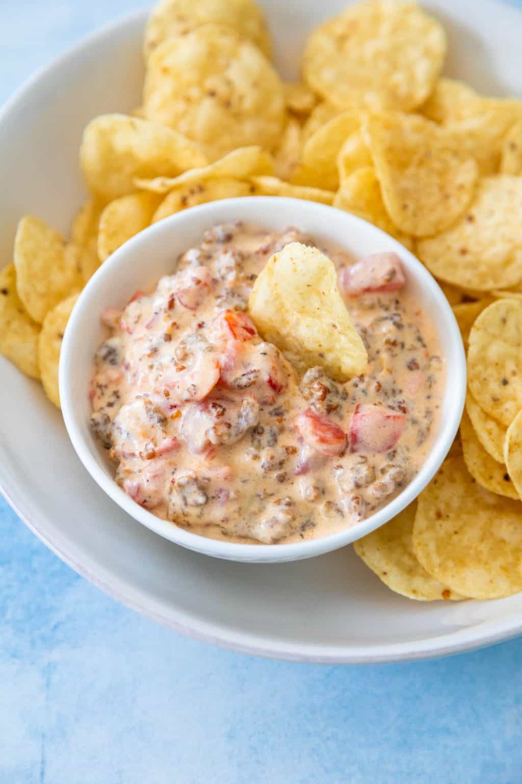 Sausage Cream Cheese Dip {Crock Pot or Skillet} Peanut Blossom