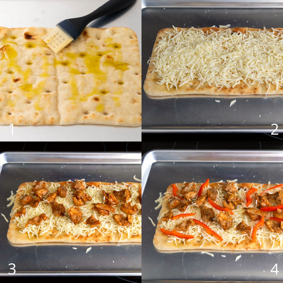 The step by step photo collage shows how to layer the ingredients.