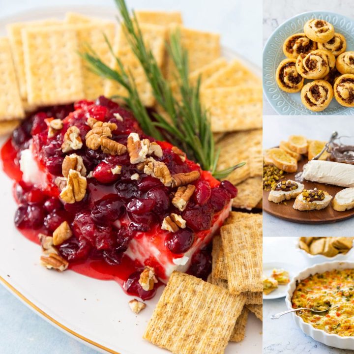 A photo collage shows several last minute Thanksgiving appetizers that are easy to assemble.