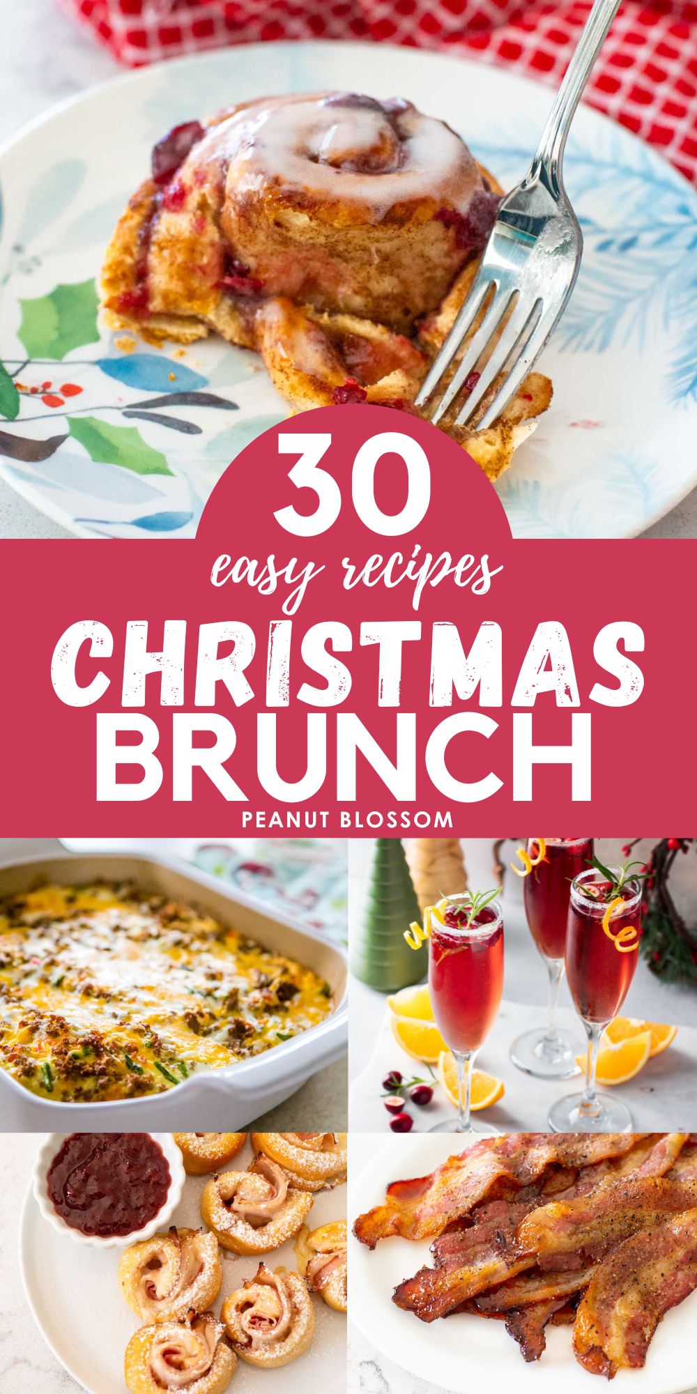 The photo collage shows 5 easy recipes for Christmas brunch.