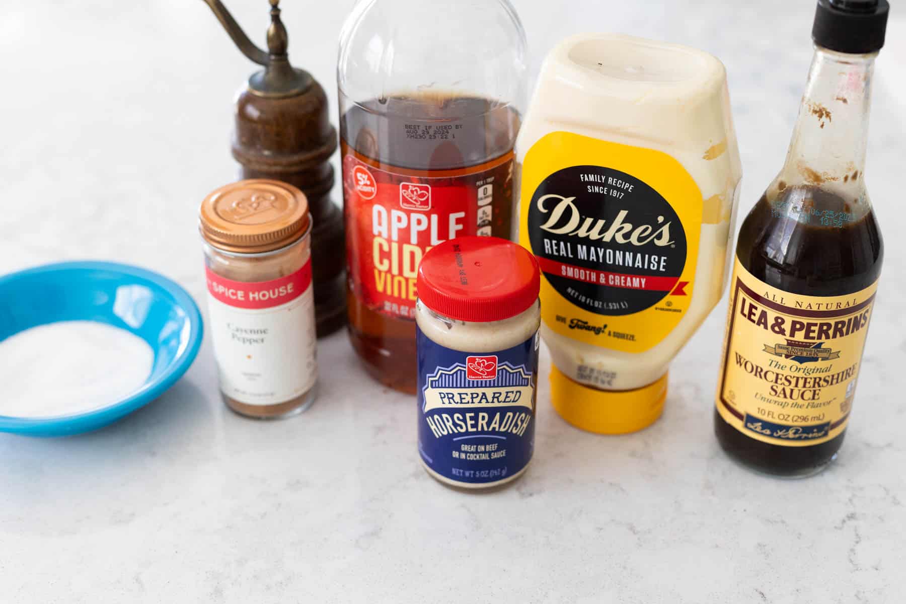 The ingredients to make the white sauce are on the counter.