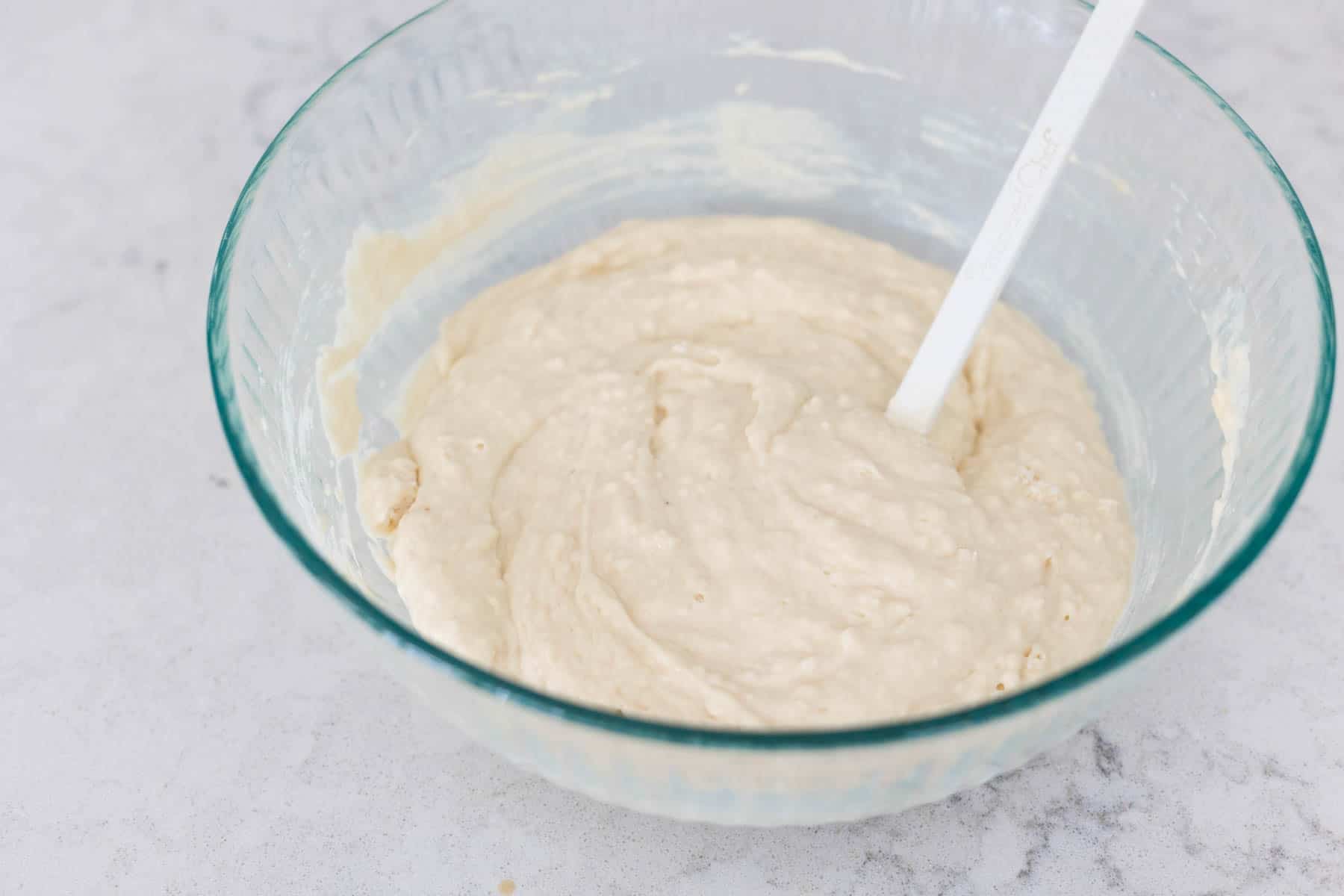 The pancake batter has been stirred together.