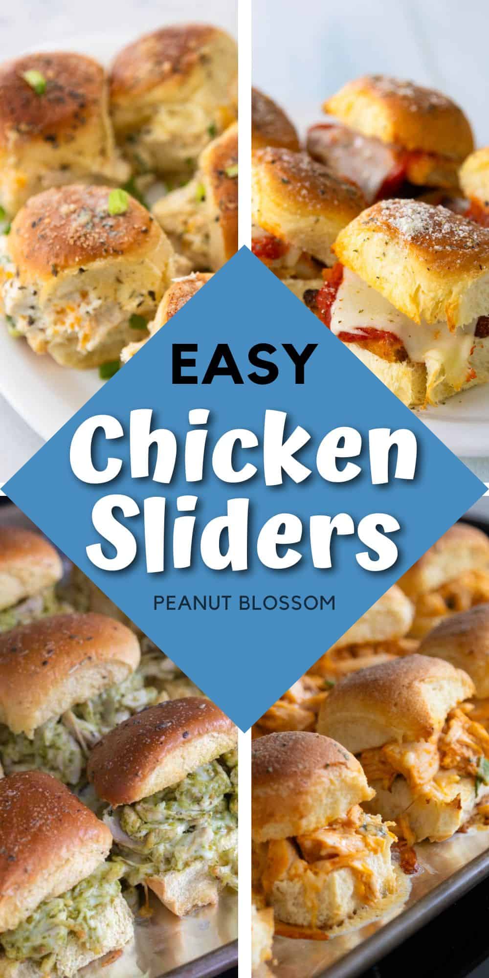 The photo collage shows 4 different chicken slider recipes.